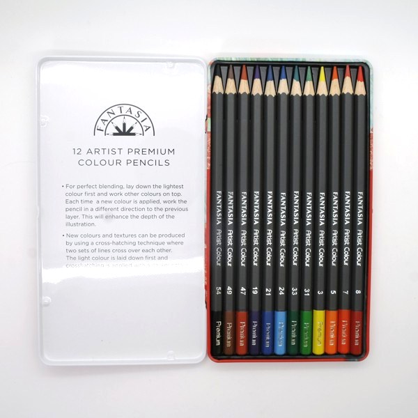 Fantasia Colored Pencil Set - Assorted Colors, Tin Box, Set of 24